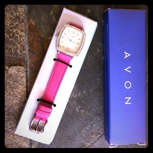 Avon Rhinestone Pink Strap Watch